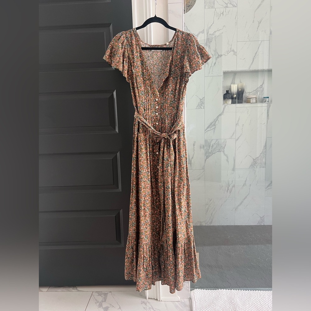 Doen Button-Front Maxi Dress in Rust Floral